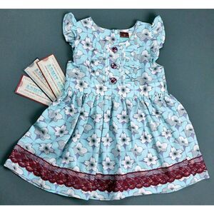 NEW Matilda Jane girls dress aqua blue Character Counts Satine flower flutter 10